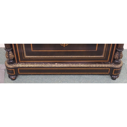 86A - A VICTORIAN EBONISED INLAID PIER CABINET