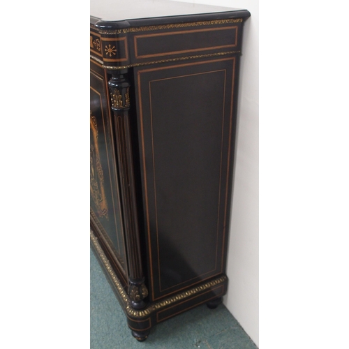 86A - A VICTORIAN EBONISED INLAID PIER CABINET