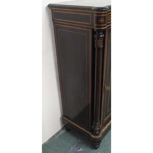 86A - A VICTORIAN EBONISED INLAID PIER CABINET