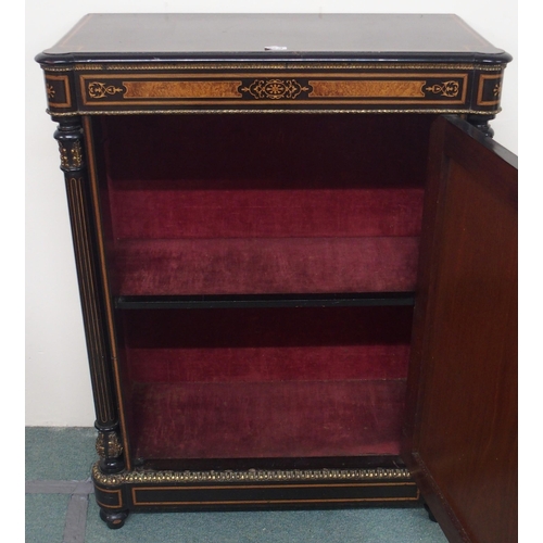 86A - A VICTORIAN EBONISED INLAID PIER CABINET