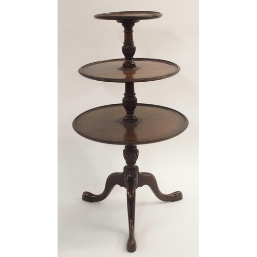 87 - A MAHOGANY THREE TIER DUMB WAITER