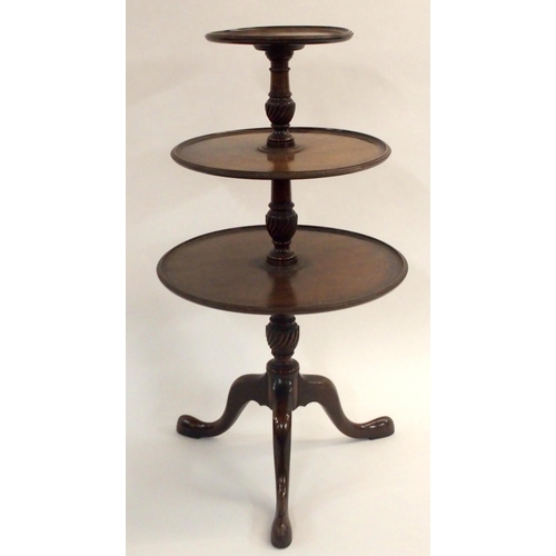 87 - A MAHOGANY THREE TIER DUMB WAITER