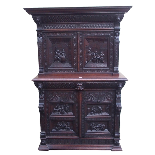 88 - A FLEMISH OAK HALL CUPBOARD