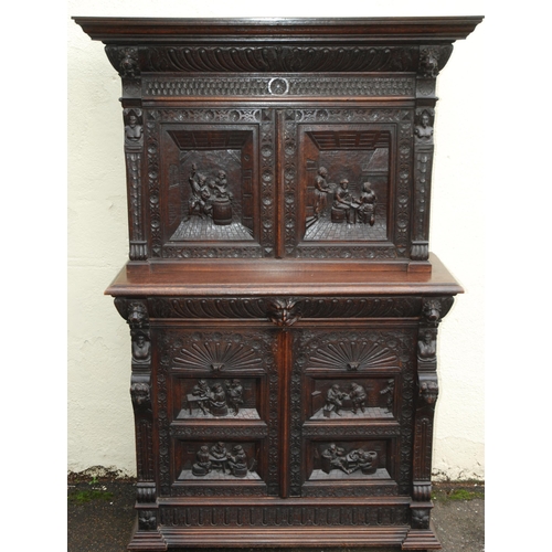 88 - A FLEMISH OAK HALL CUPBOARD