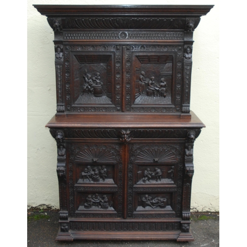 88 - A FLEMISH OAK HALL CUPBOARD