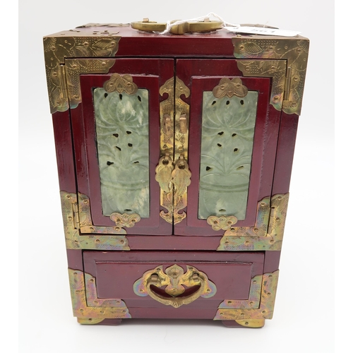 561 - An oriental brass bound jewellery box together with a Jamaican Annabella box and another