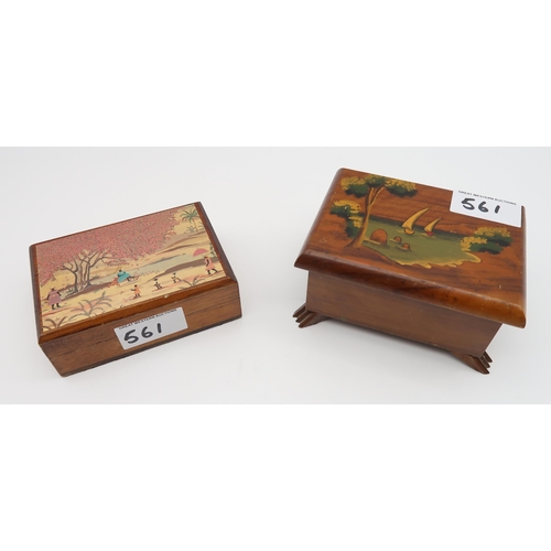 561 - An oriental brass bound jewellery box together with a Jamaican Annabella box and another