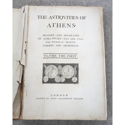 586 - JAMES STUART AND NICHOLAS REVETTTHE ANTIQUITIES OF ATHENS, published by John Haberkorn, London, 1762... 