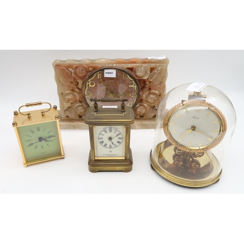 598 - FOUR VARIOUS CLOCKS ceramic press, letter press, toy cars, marine vessel parts (a lot)... 