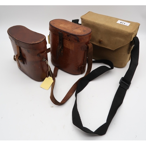 611 - C.P.GOERZ BERLIN 12X BINOCULARS in leather case, Aitchison Imperial 8 x 27 and Kershaw Bino Prism No... 