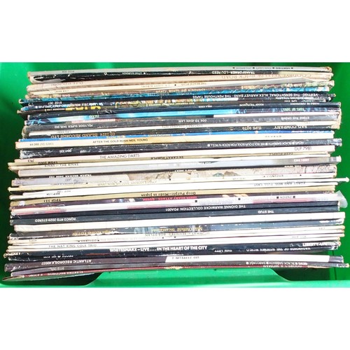 559 - A box of prog rock, pop and rock vinyl LP records with The Pink Fairies, Led Zeppelin, The Who, Pink... 