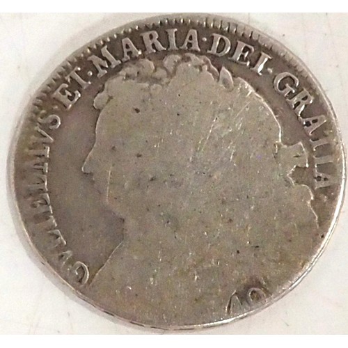 528 - A William and Mary 1692 Scottish 40 shilling piece together with a quantity of British coins etcPlea... 