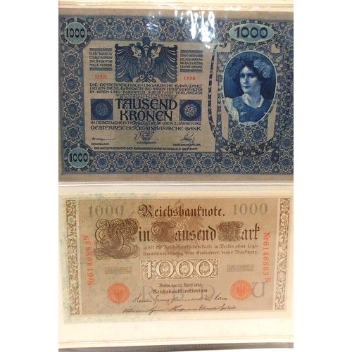 541 - A collection of bank notes with colonial examples, German, Dutch, Indonesian, Caribbean etc