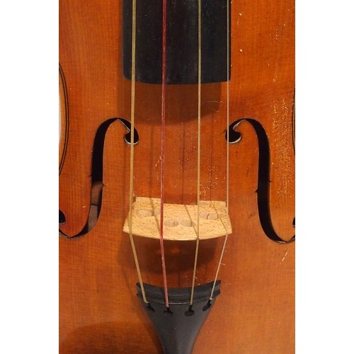 555 - A Conservatory London violin, two piece back 35.5cm with bow and case