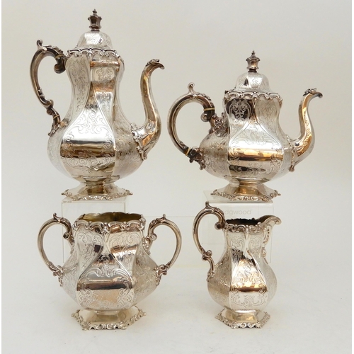 110 - A VICTORIAN SILVER FOUR-PIECE TEA AND COFFEE SERVICE