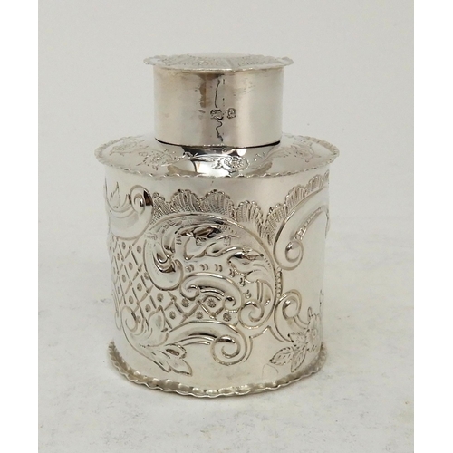 115 - AN EDWARDIAN SILVER TEA CADDY