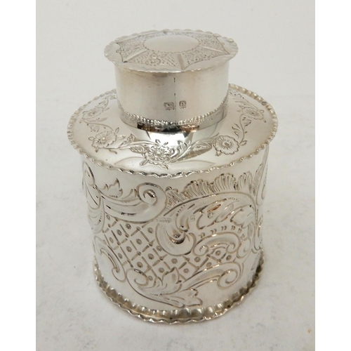 115 - AN EDWARDIAN SILVER TEA CADDY