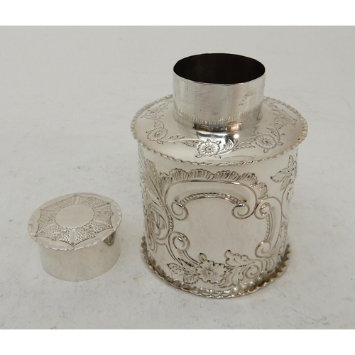 115 - AN EDWARDIAN SILVER TEA CADDY