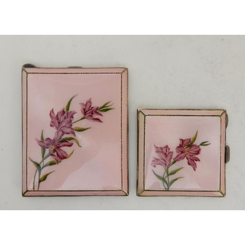 119 - A SILVER AND FLORAL ENAMEL CIGARETTE CASE