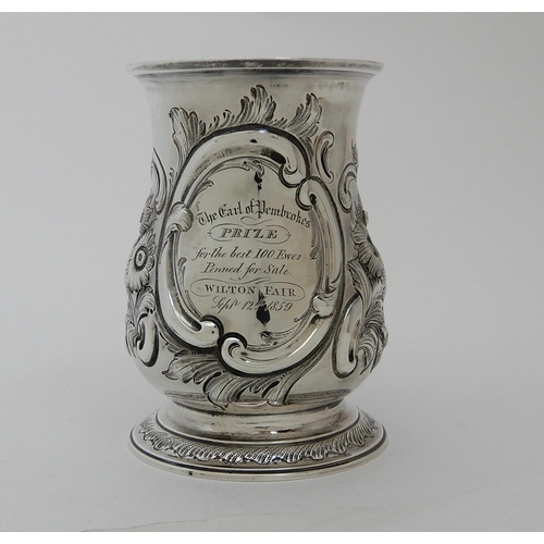 123 - A GEORGE II SILVER TANKARD