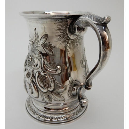 123 - A GEORGE II SILVER TANKARD