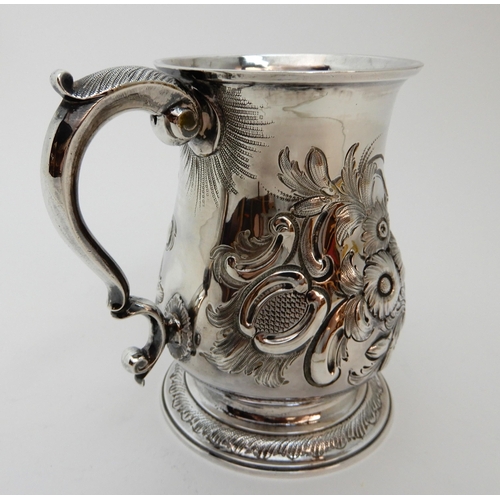 123 - A GEORGE II SILVER TANKARD