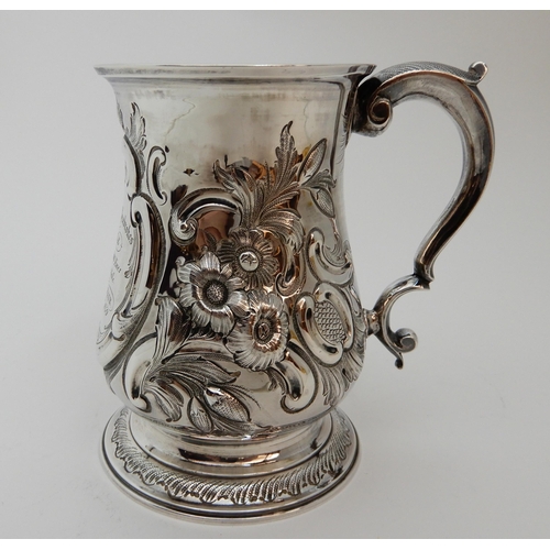 123 - A GEORGE II SILVER TANKARD