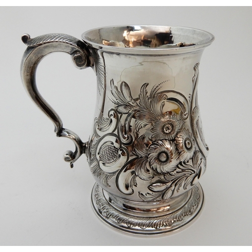 123 - A GEORGE II SILVER TANKARD