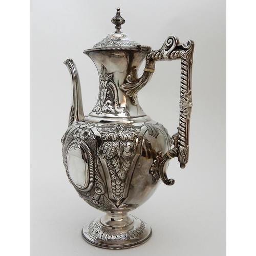 124 - A LATE VICTORIAN SILVER COFFEE POT