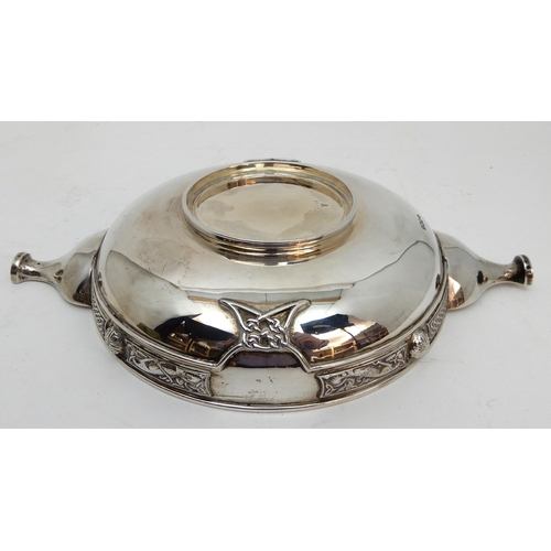 144 - A LARGE SILVER QUAICH