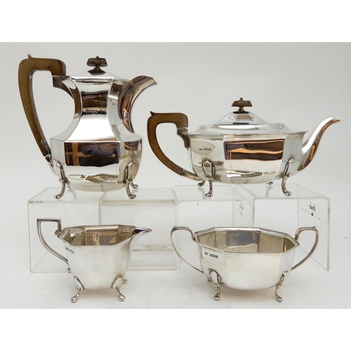 146 - A FOUR PIECE SILVER TEA SERVICE