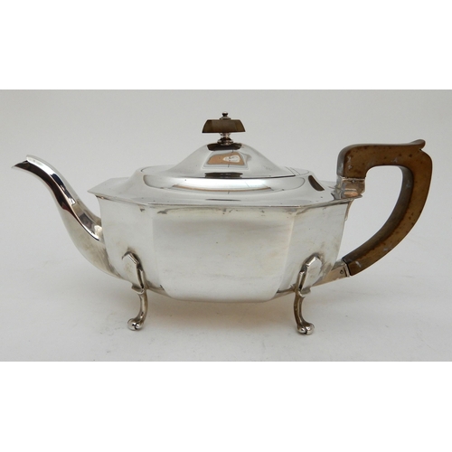 146 - A FOUR PIECE SILVER TEA SERVICE