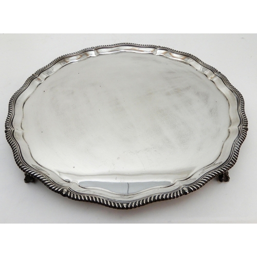 147 - A LARGE SILVER SALVER