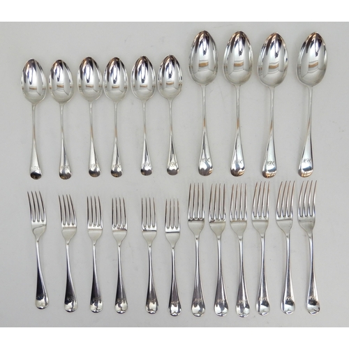 150 - A CASED SET OF SILVER CUTLERY