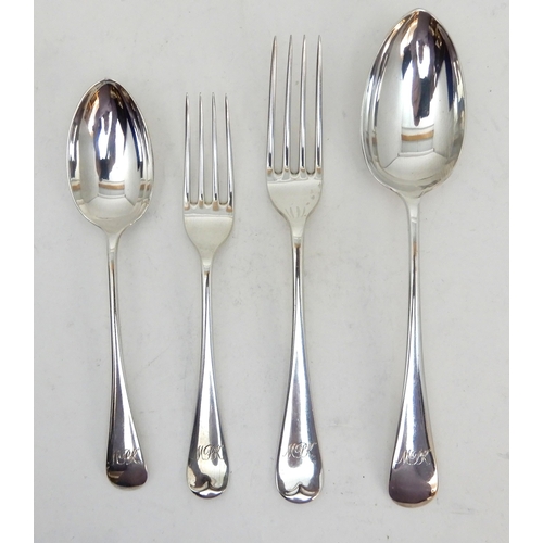 150 - A CASED SET OF SILVER CUTLERY