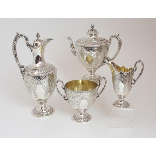 152 - A FOUR PIECE SILVER TEA SERVICE