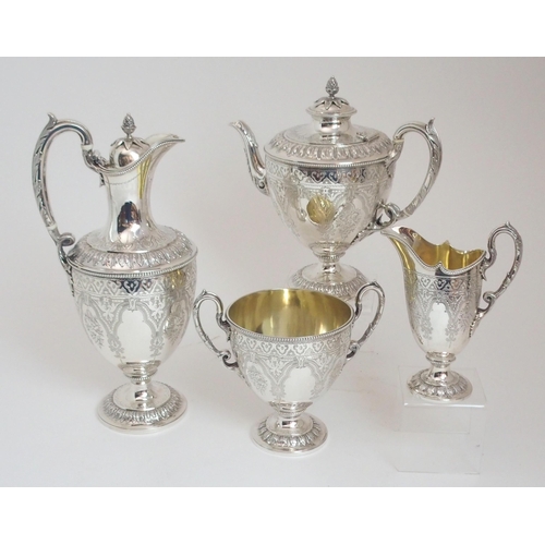 152 - A FOUR PIECE SILVER TEA SERVICE