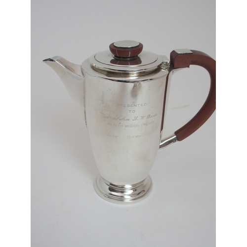 153 - A THREE PIECE SILVER COFFEE SET