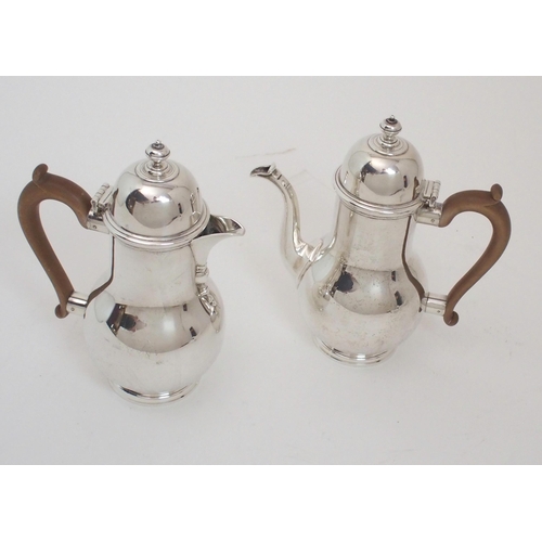 155 - A THREE PIECE SILVER CAFE AU LAIT SET