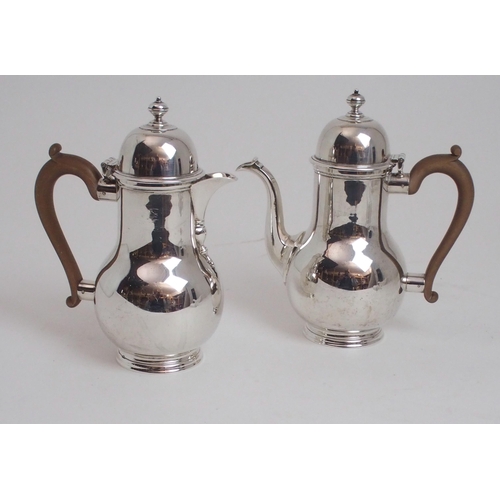 155 - A THREE PIECE SILVER CAFE AU LAIT SET