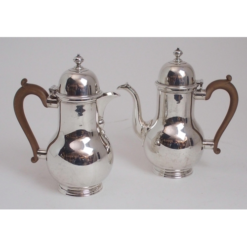 155 - A THREE PIECE SILVER CAFE AU LAIT SET