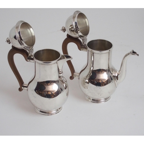 155 - A THREE PIECE SILVER CAFE AU LAIT SET