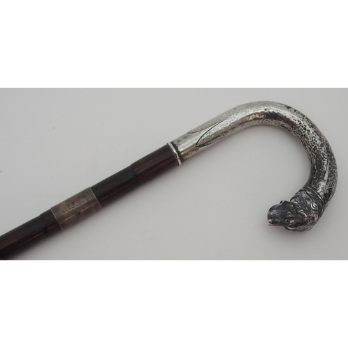 237 - A STAMPED 800 SILVER-TOPPED SWORD STICK