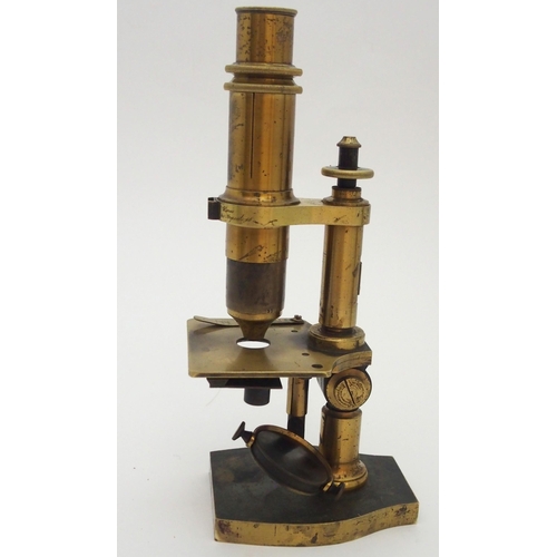 238 - A LATE 19TH CENTURY FRENCH LACQUERED BRASS MONOCULAR MICROSCOPE