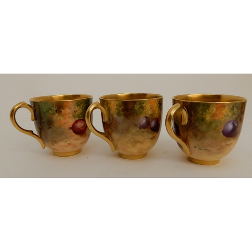 413 - A SET OF ROYAL WORCESTER DEMITASSE CUPS AND SAUCERS
