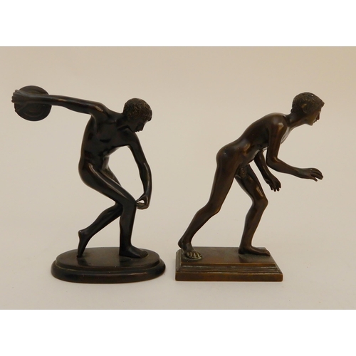 415 - A 20TH CENTURY BRONZE CLASSICAL FIGURE OF A DISCUS THROWER