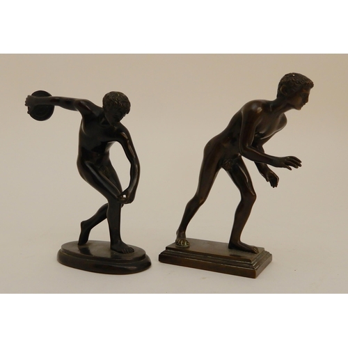 415 - A 20TH CENTURY BRONZE CLASSICAL FIGURE OF A DISCUS THROWER