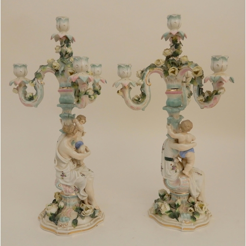 419 - A PAIR OF CONTINENTAL FIGURAL CANDELABRA