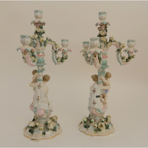 419 - A PAIR OF CONTINENTAL FIGURAL CANDELABRA