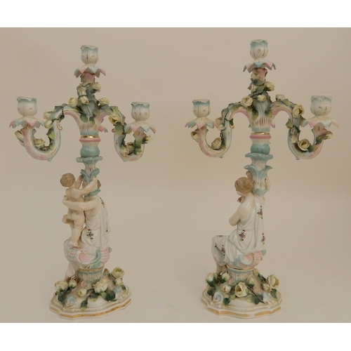 419 - A PAIR OF CONTINENTAL FIGURAL CANDELABRA